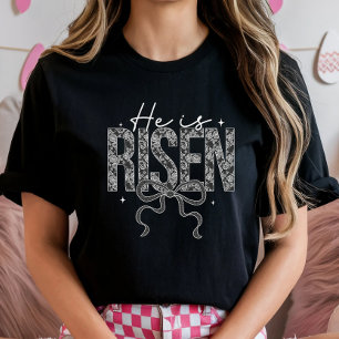Camiseta Elegante es Risen Tee, Pascua Monocroma