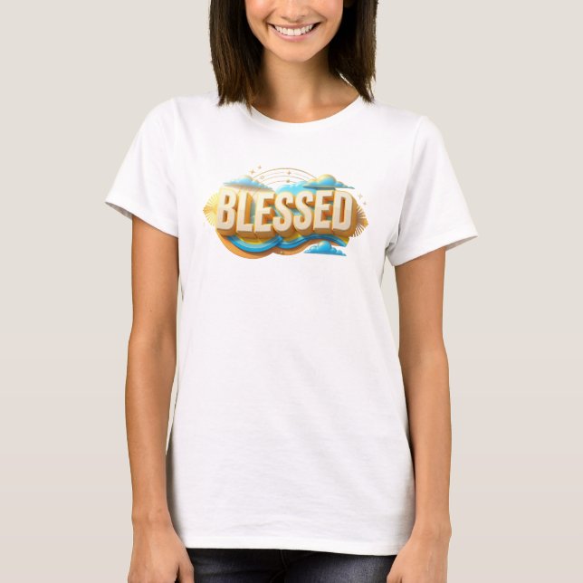 Camiseta Elegante estampa creativa BLESSED (Anverso)