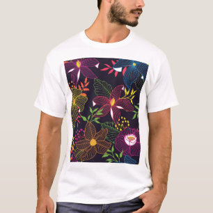 Camiseta Elegante estampado floral sin fisuras, diseño artí
