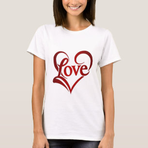 Camiseta Elegante Feliz Día de San Valentín Corazón Rojo Bl