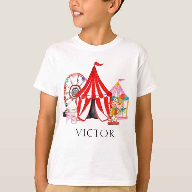 Camiseta Elegante Festival de Circo de Carnaval: Nombre de  (Anverso)