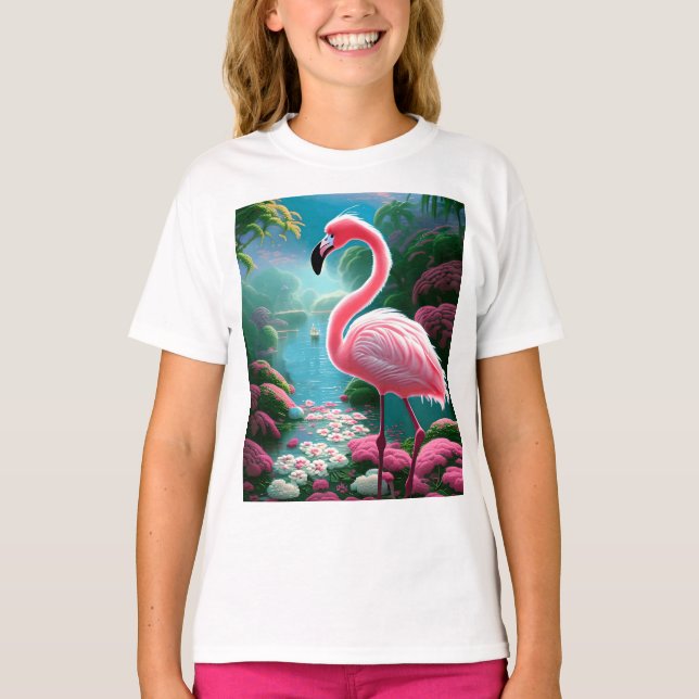 Camiseta Elegante Flamingo Tropical-70852 (Anverso)