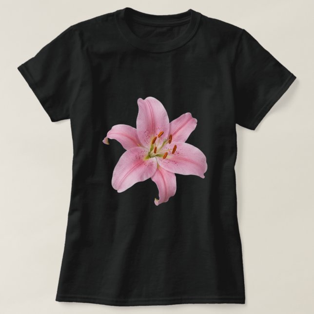 Camiseta Elegante Flor de Lirio Rosa (Diseño del anverso)