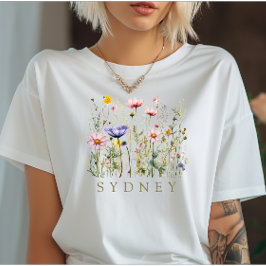 Camiseta Elegante flor silvestre Boho Floral