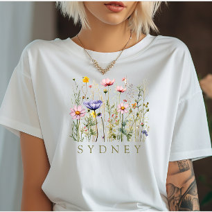 Camiseta Elegante flor silvestre Boho Floral