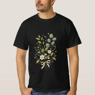 Camiseta Elegante Floral de Hoja Botánica