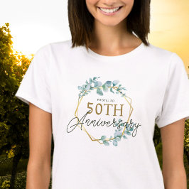Camiseta Elegante floral de oro 50° aniversario Boda