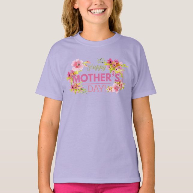 Camiseta Elegante Floral feliz Día de la Madre | Ringer Shi (Anverso)