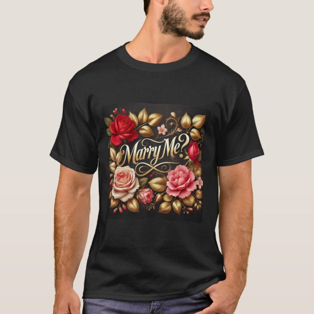 Camiseta Elegante Floral Marry Me Mens Tshirt (Anverso)