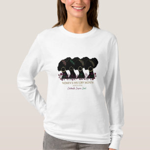 Camiseta Elegante Floral Mes de la Historia de la Mujer Neg