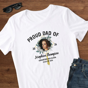 Camiseta Elegante Floral Orgulloso Papá De Graduado 2026 Fo