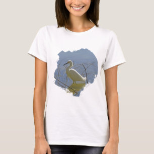 Camiseta Elegante Foto De Egret Blanco Gran Pájaro Salvaje