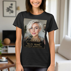 Camiseta Elegante foto de Fiesta de cumpleaños 21 en negro