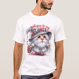 Camiseta Elegante gnomo ornamental plateado hermoso floral