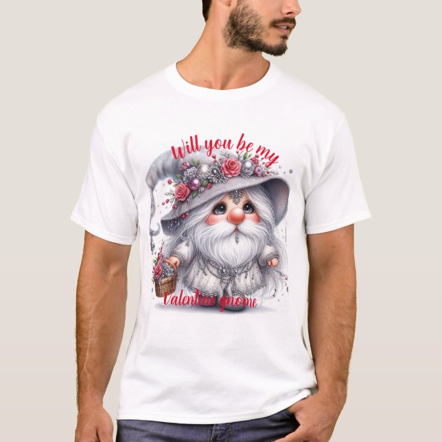 Camiseta Elegante gnomo ornamental plateado hermoso floral (Anverso)