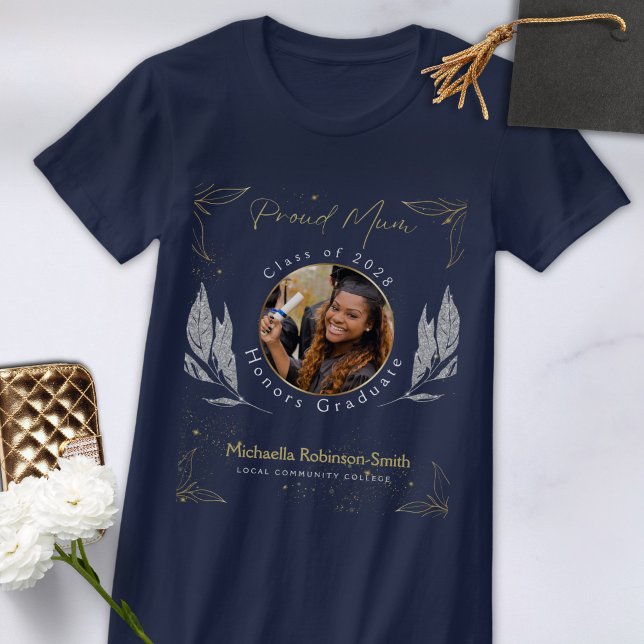 Camiseta Elegante graduación de Mamá de la Marina Orgullosa (Subido por el creador)