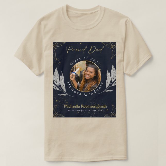 Camiseta Elegante graduación de Papá Orgulloso de la Marina (Diseño del anverso)