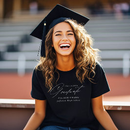 Camiseta Elegante Graduación Personalizada de Guión Blanco
