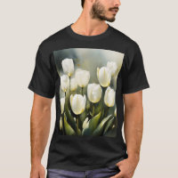 Elegante grupo de tulipanes blancos en un jardín s