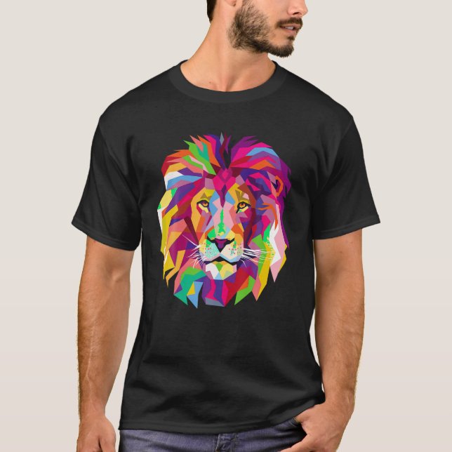 Camiseta Elegante Guay Lion Head T Shirt Design con brillo (Anverso)