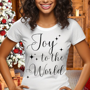 Camiseta Elegante guión Alegría al Mundo Feliz Navidad 