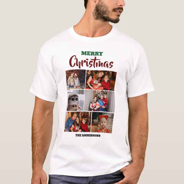 Camiseta Elegante guión de foto de familia de Navidades mod (Anverso)