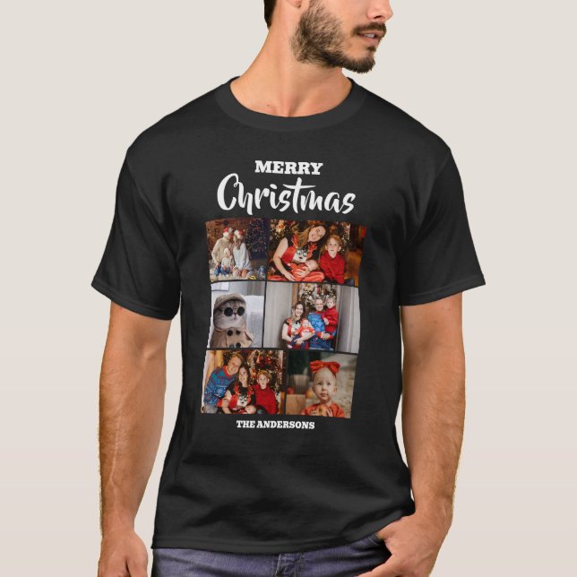 Camiseta Elegante guión de foto de familia de Navidades mod (Anverso)