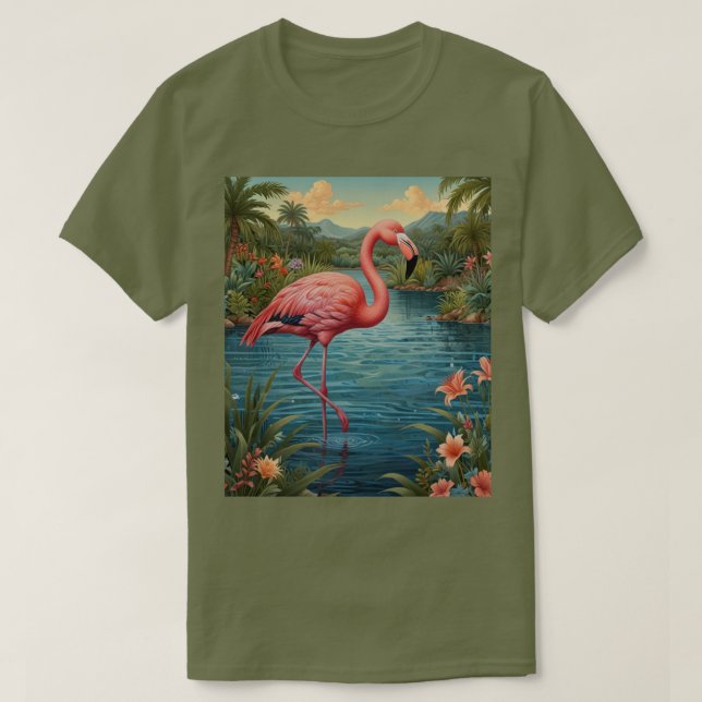 Camiseta Elegante laguna tropical flamingo rosa (Diseño del anverso)