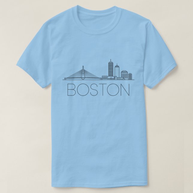 Camiseta Elegante línea artística de la ciudad de Boston, m (Diseño del anverso)