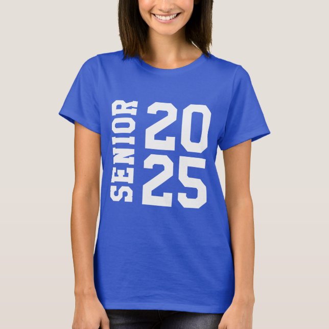 Camiseta Elegante logo de la Escuela Senior Bold 2025 Azul (Anverso)