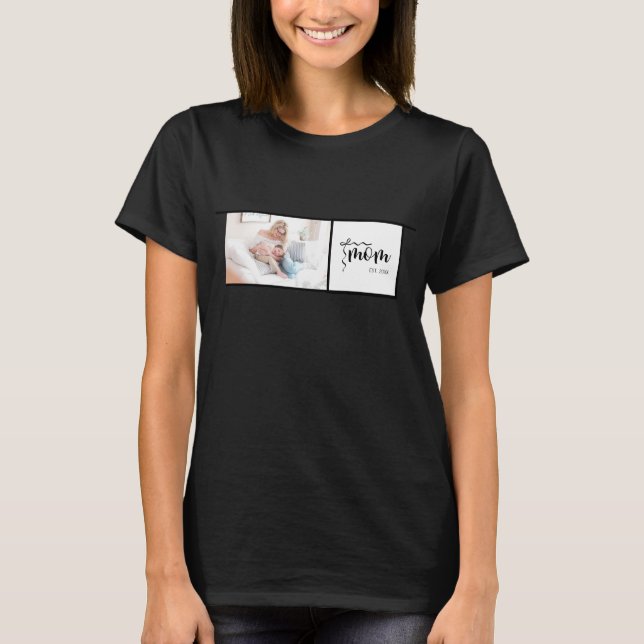 Camiseta Elegante Madre Negra Fecha establecida Arco Agrega (Anverso)