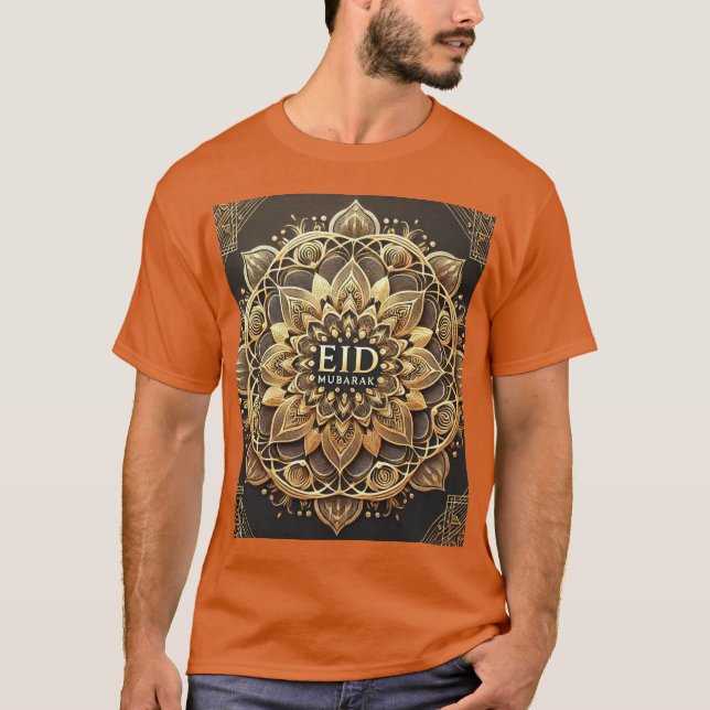 Camiseta Elegante Mandala dorada Eid Mubarak (Anverso)