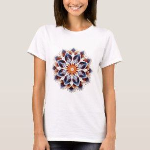 Camiseta Elegante Mandala floral - Fiery Blue and Gold