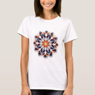 Camiseta Elegante Mandala floral - Fiery Blue and Gold