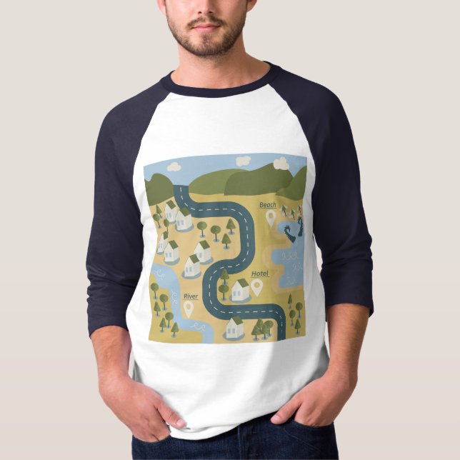 Camiseta Elegante mapa de viajes de vacaciones de personali (Anverso)