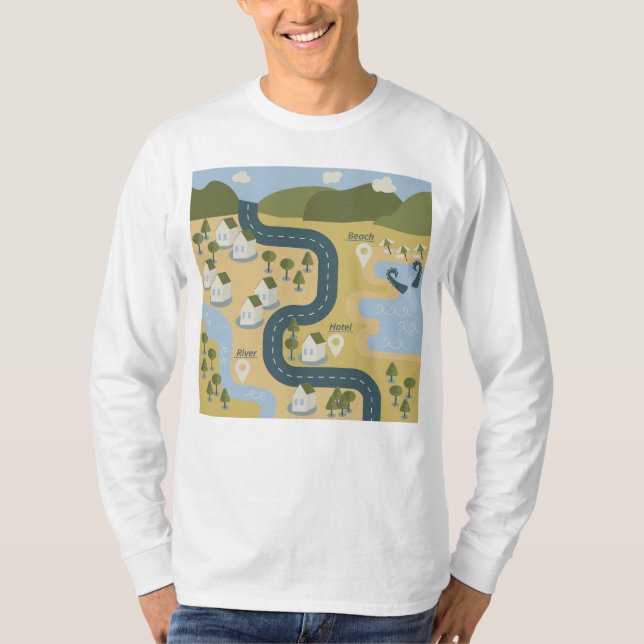 Camiseta Elegante mapa de viajes de vacaciones de personali (Anverso)