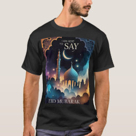 Camiseta Elegante Mezquita de Eid Mubarak y hombres de luna