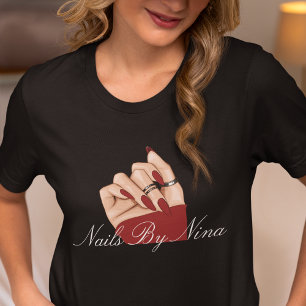 Camiseta Elegante Moda Nail Beauty Salon Manicurist Uniform