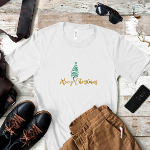 Camiseta Elegante Moda Verde Árbol de Navidad Feliz Navidad