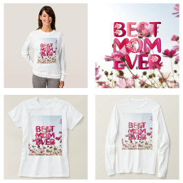 Camiseta Elegante Moderno La Mejor Mamá del Mundo Rosa Flor