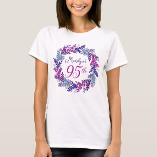 Camiseta Elegante Monograma de Guirnalda Púrpura Rosa 95º c