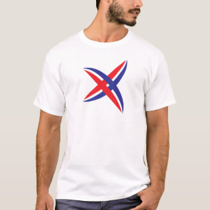 Camiseta Elegante Monograma de Letra X con línea Roja y Azu