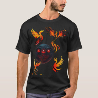 Camiseta Elegante Monograma de tinta Phoenix y misterioso