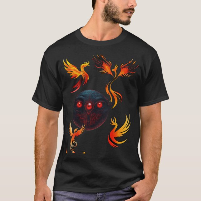 Camiseta Elegante Monograma de tinta Phoenix y misterioso (Anverso)