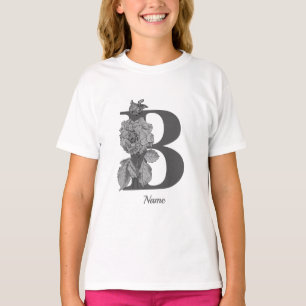 Camiseta Elegante Monograma Inicial Nombre B Peonía de Plat