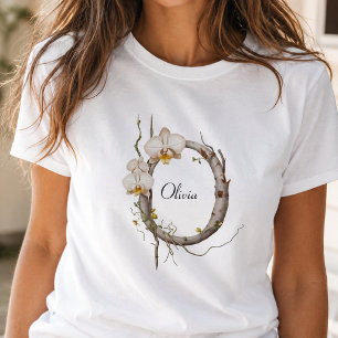 Camiseta Elegante Monograma O: Orquídeas y Enredad