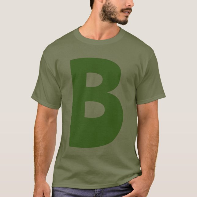 Camiseta Elegante Monograma Verde Letra inicial (Anverso)