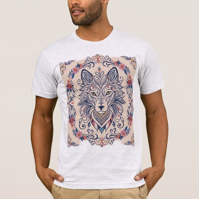 Camiseta Elegante Motif Animal Intricado Inspirado En La Na (Anverso)