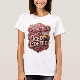Camiseta Elegante Motivo Artístico CAFÉ HELADO CON ENERGÍA