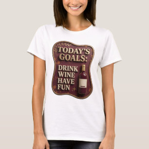 Camiseta Elegante Motivo Artístico de ORO BEBER VINO DIVERT
